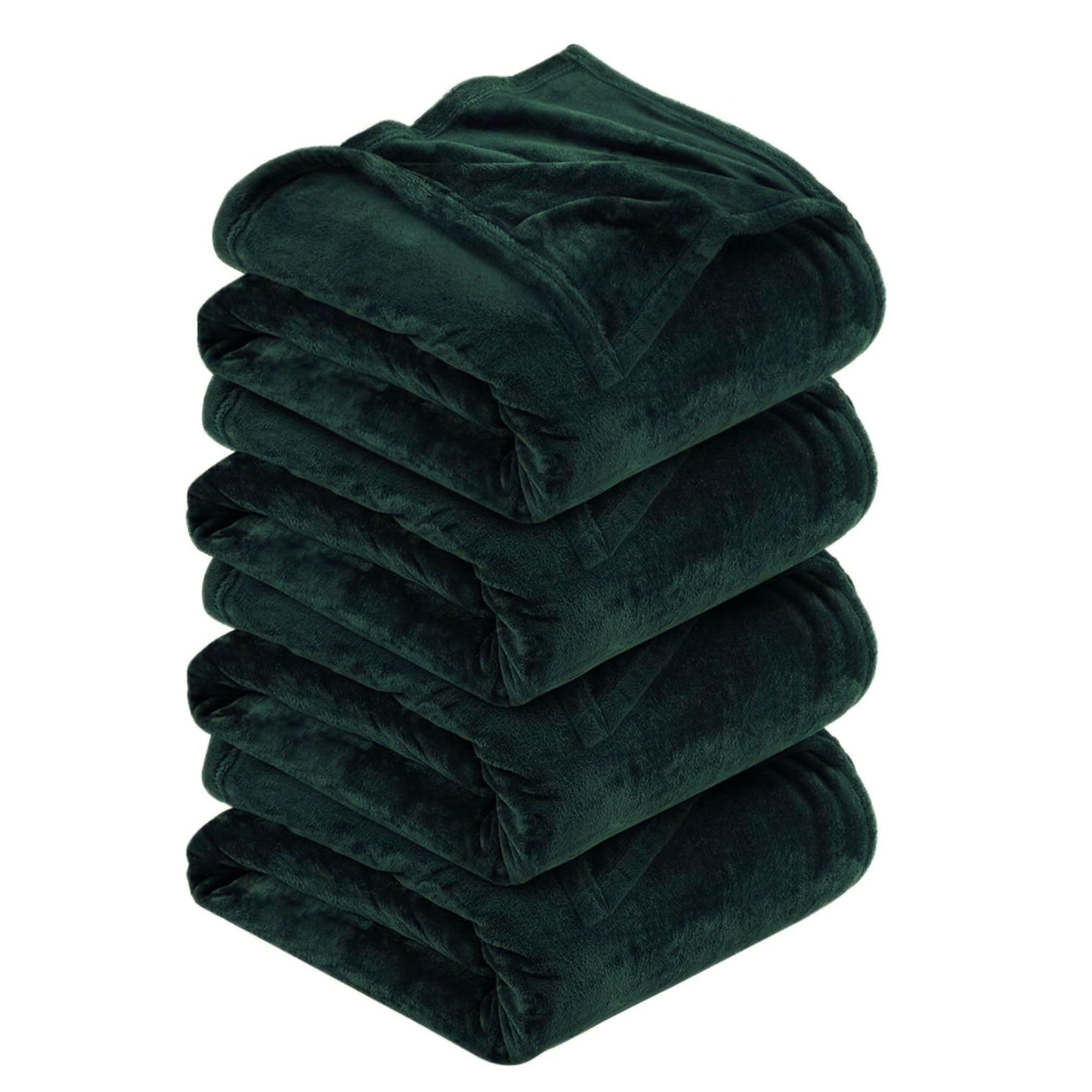 MOONLIGHT20015 Silk Touch Warm 4 Pack Fleece Blankets - 400 GSM Emerald Throws for Sofa Fluffy Blanket Bed Throw for Bedroom, Couch, Travel, Kids, Bedroom Accessories Emerald, King (230 X 270CM) — image 1