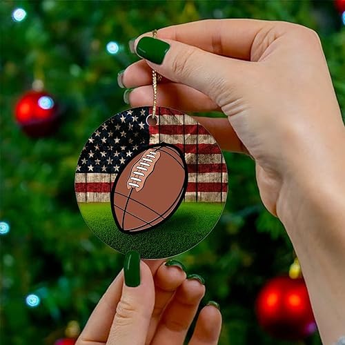 Miniatura 4 de Two-Side Printed Football USA Flag Ceramic Christmas Ornament Novelty for Family Friends Kids Sport Fans Gifts Christmas Keepsake Pendants