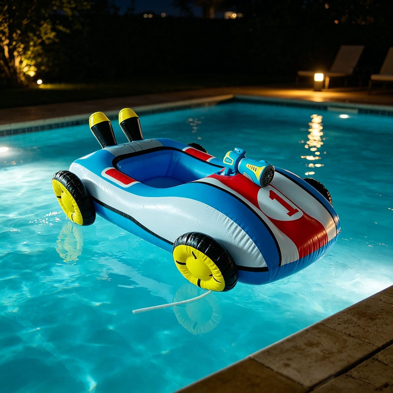 Bouée de Piscine Créative En Forme de Voiture de Course pour Enfants, Idéale pour Les Fêtes et Les Jouets D'été.