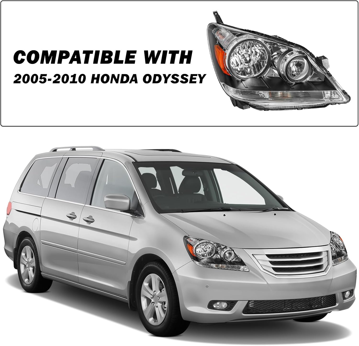 SOCKIR Headlight Assembly for 2005 2006 2007 2008 2009 2010 Honda Odyssey Factory Halogen Headlamp Right Passenger Side