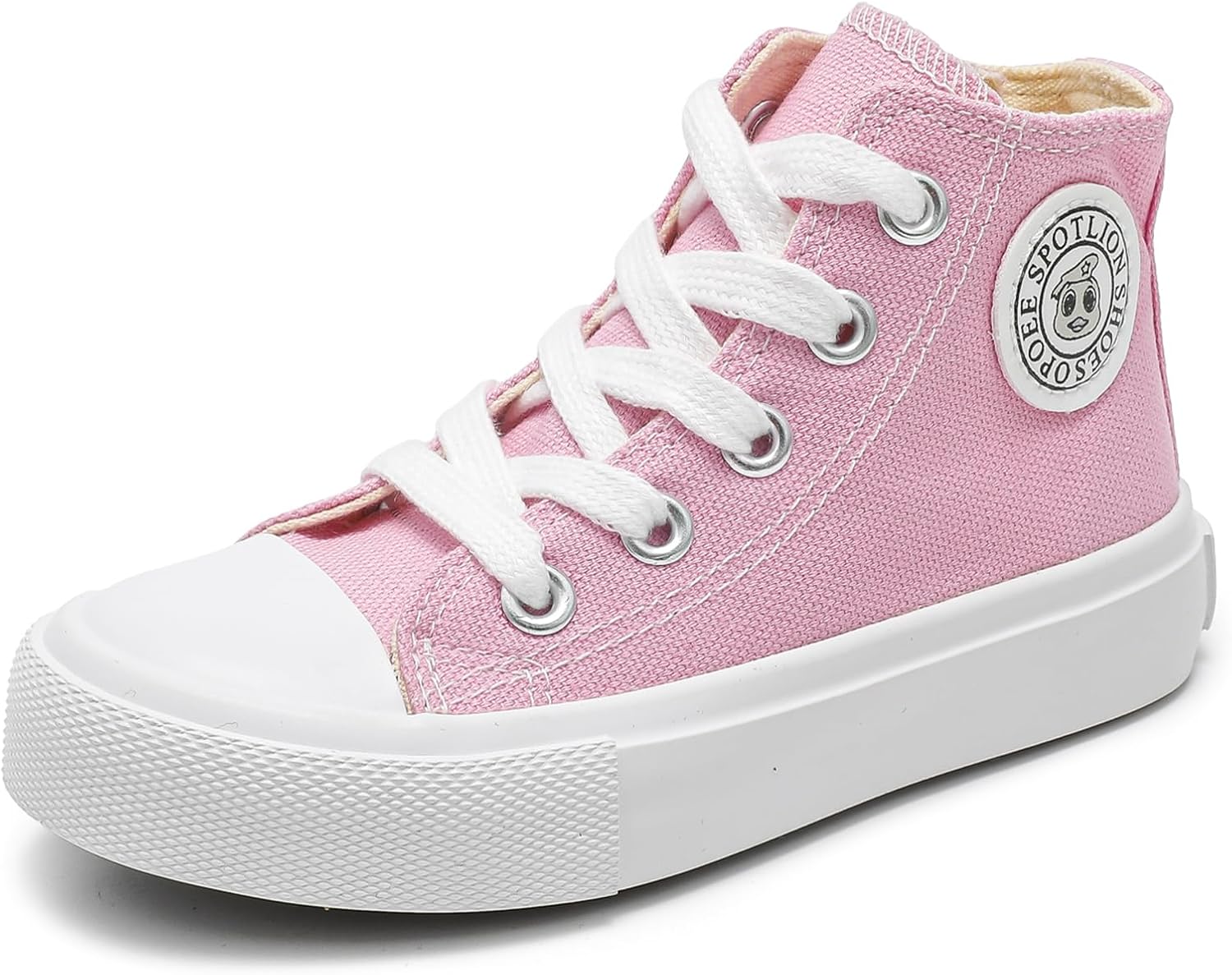 OPOEE ボーイズ & ガールズ ハイトップ ジッパー キッズ Espadrcanvas シューズ 新学期 リトルホワイトシューズ