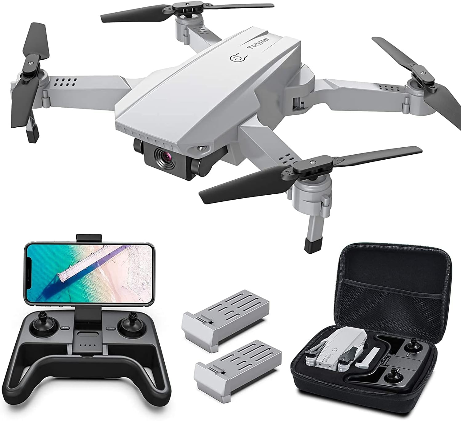 Tomzon D25 Drone with Camera for Adults 4K UHD, FPV Quadcopter Foldable for Beginners with Optical Flow Positioning, Headless Mode, Hand Gesture Photographing, 3D Flips, 2 Batteries with Storage Bag
