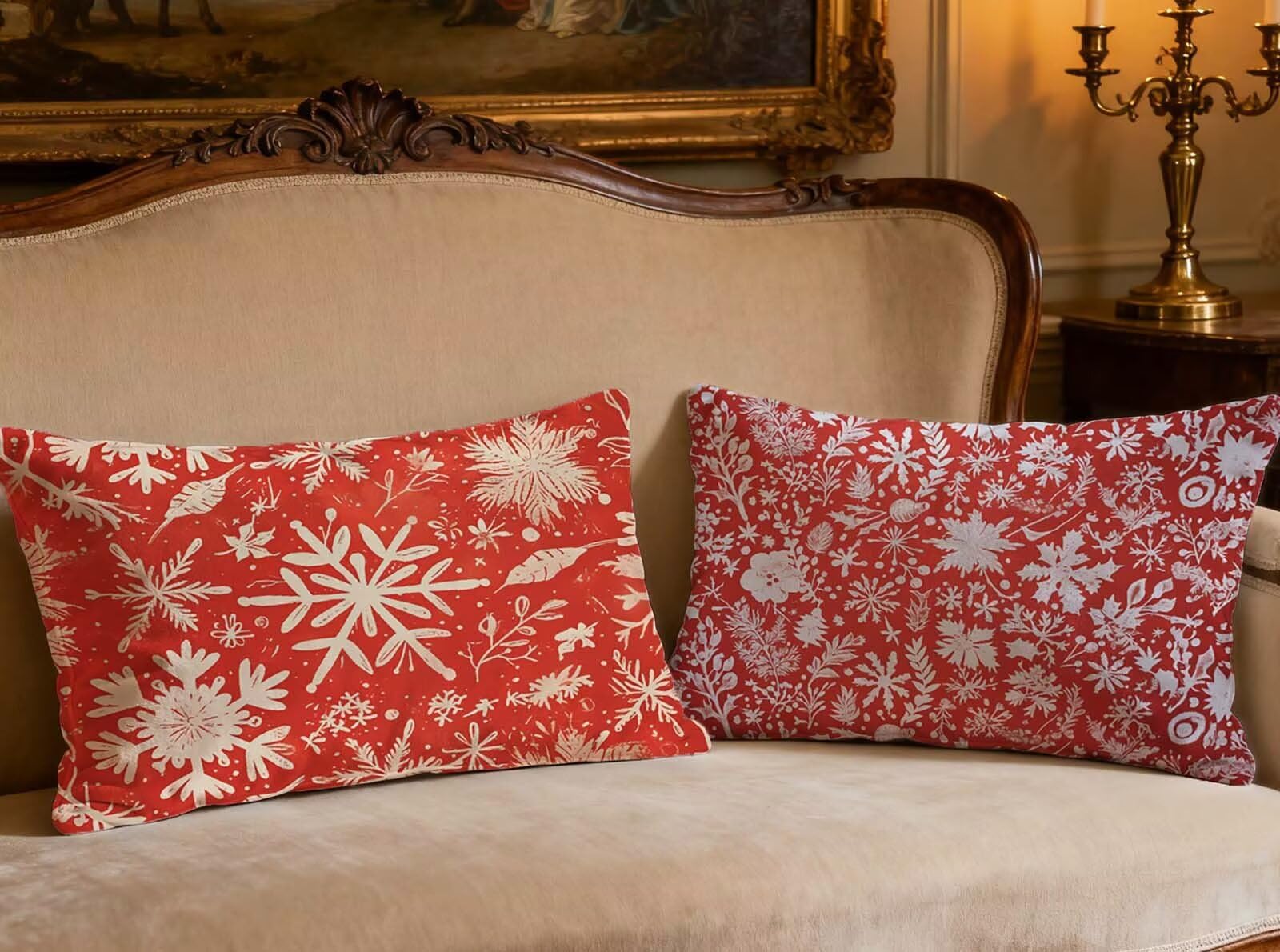 Taie d'oreiller 40x60 rouge en velours pour rénover un canapé usé facilement