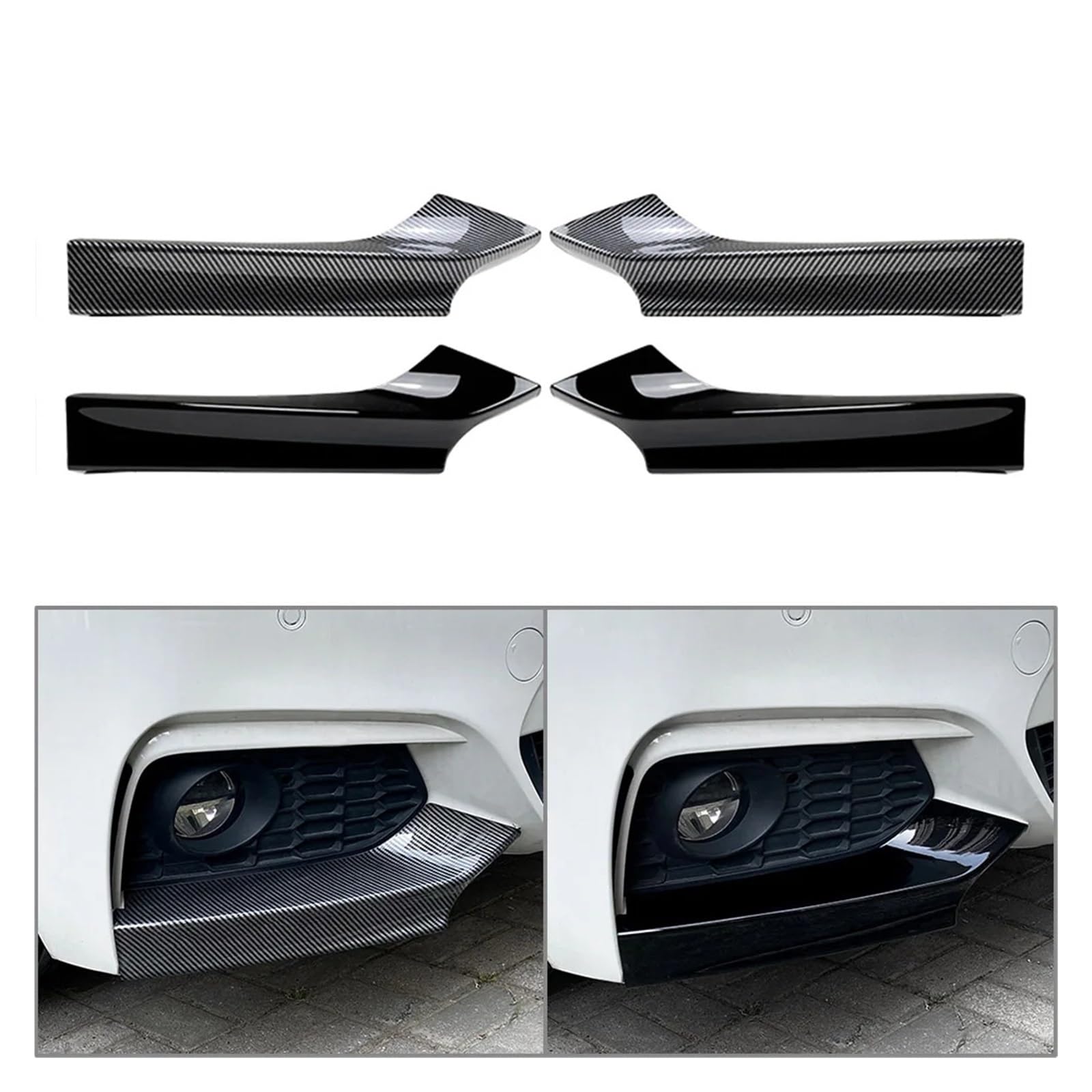 NEGRO 1 Pair Car Front Bumper Spoiler Trim,Fit For, 2 Series F22 F23 Fit for M, Sport 2014-2022 Car Side Air Vent Splitter Lip przedni zderzak pojazdu(Carbon Fiber Black)