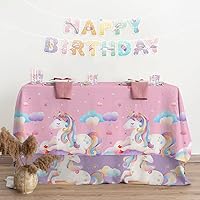 Vista 5 de birthday Party Supplies Kit for 24 Guests - for Unicorn Birthday Decorations, Includes Dinner & Dessert Plates, Napkins, Cups, Banner and Tablecloth