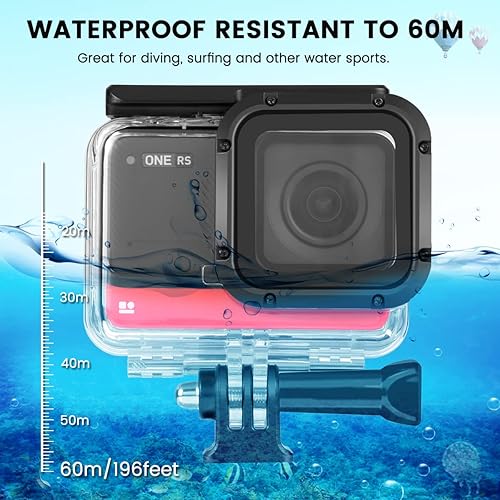 Miniatura 2 de Funda de buceo para cámara de acción Insta360 ONE RS 4K Edition, carcasa impermeable para buceo subacuático, 196.9 ft196 pies con accesorio de
