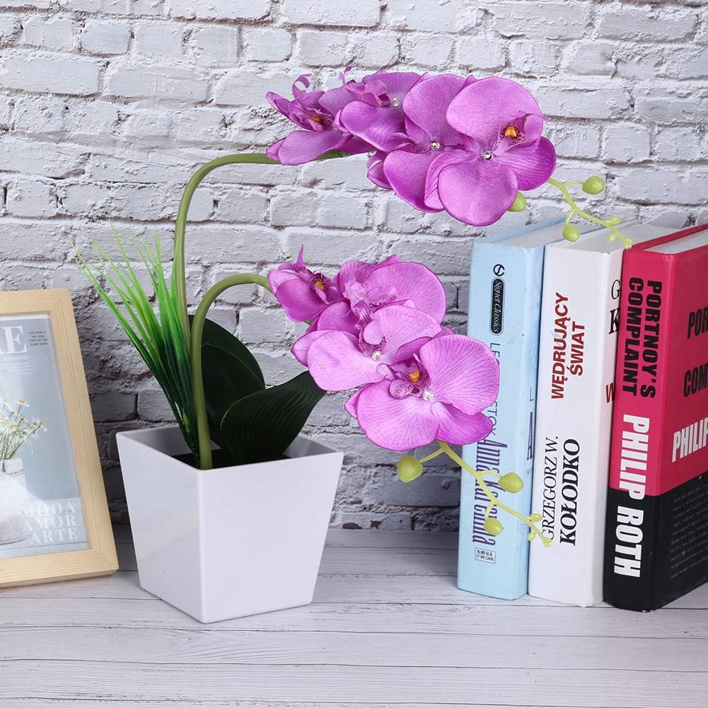 9LED Artificial Flower Pot Lamp, Simulation Phalaenopsis Bonsai Light, Foldable DIY Decorative Flower Lamp with Bright White LEDs for Indoor Outdoor Home Decoration