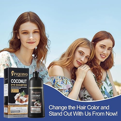 Miniatura 7 de Champú de tinte para el cabello 3 en 1, tinte para el cabello con aceite de coco, champú de color para el cabello para mujeres y hombres, champú