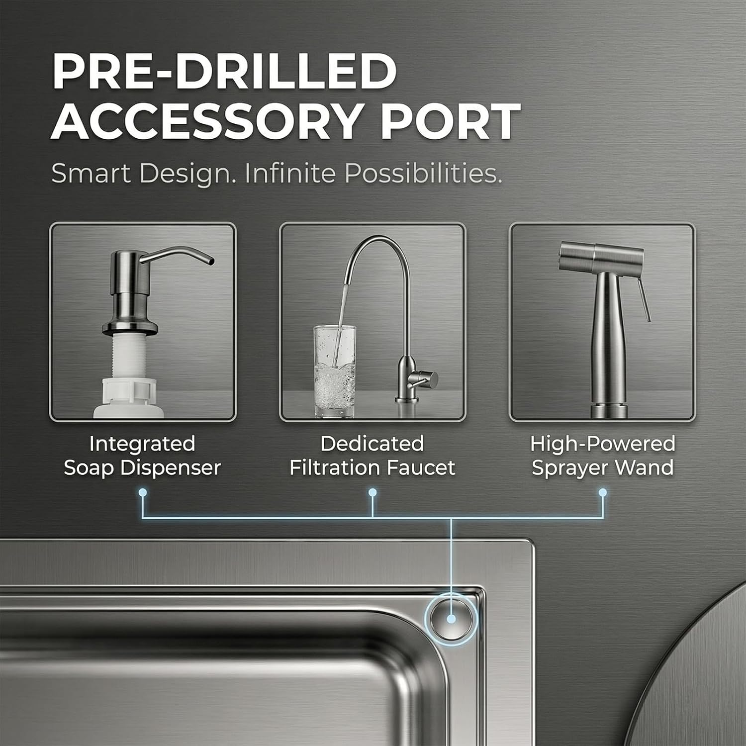 Commercial Stainless Steel Single Bowl Sink, Utility Tub with 360° Swivel Faucet & 20cm Deep Basin, Freestanding Wash Station for Home Bar & RV