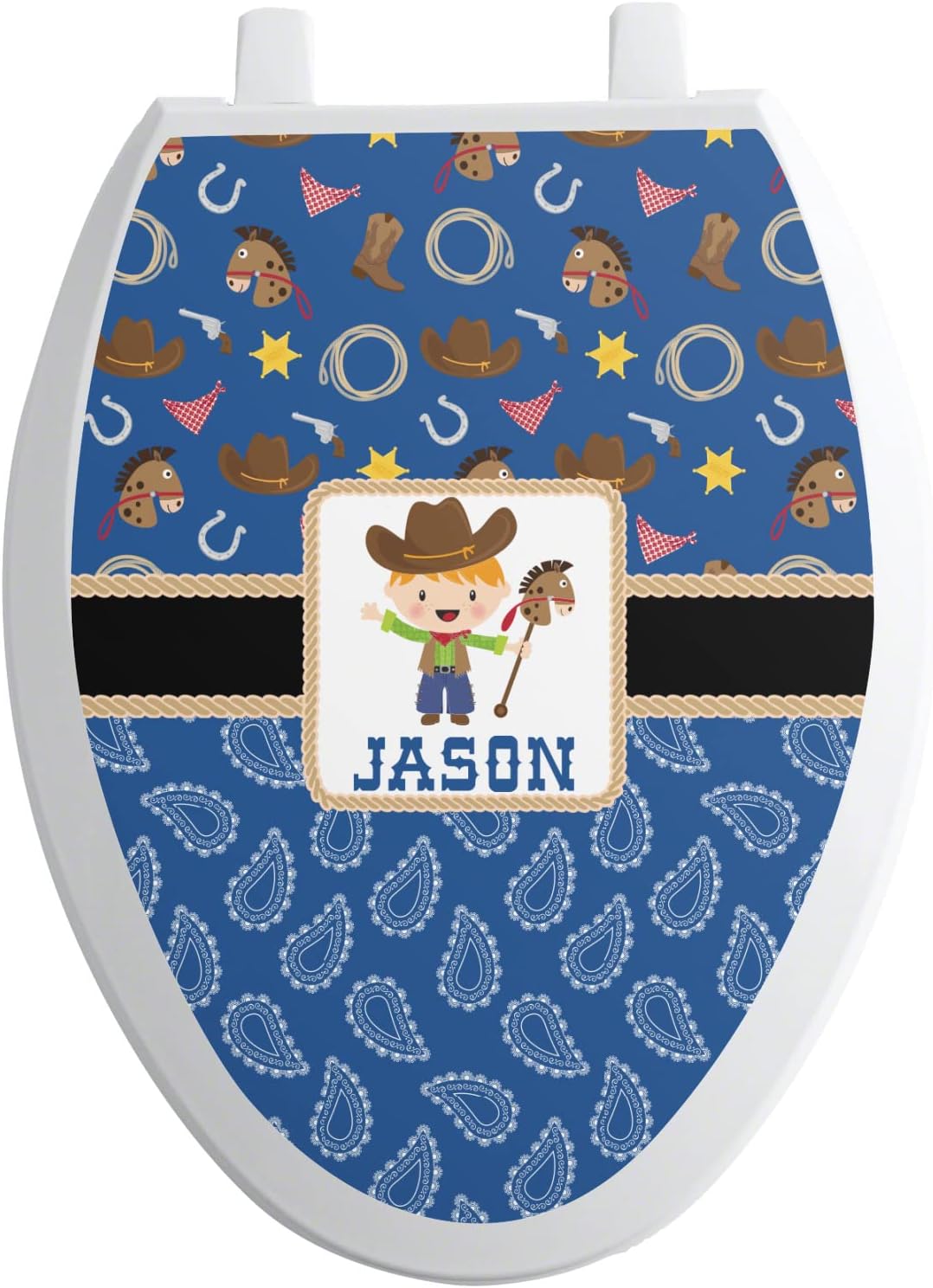 Personalized Blue Western Toilet Seat Decal Elongated Home & Kitchen