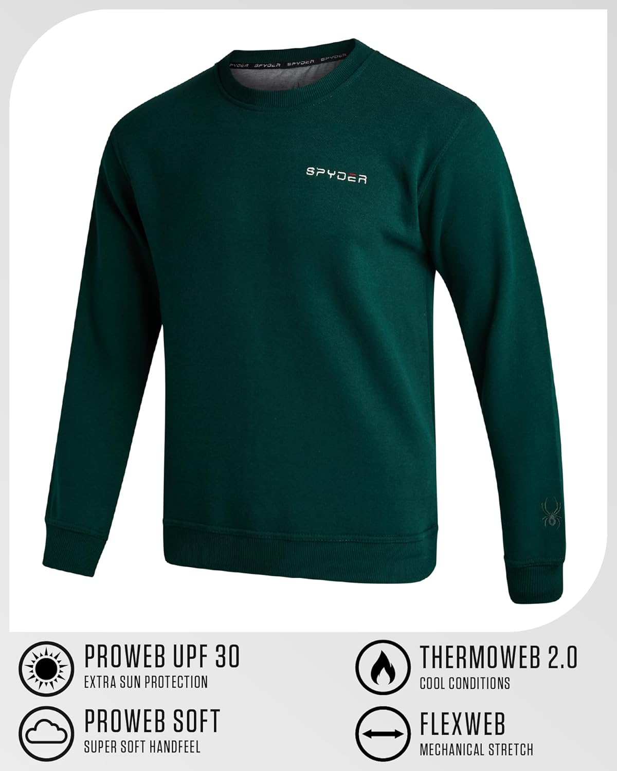 Spyder Mens Crewneck Sweatshirt - Soft Performance Fleece Pullover Sweatshirts for Men - Casual Gym Workout Mens Sweatshirt - Image 4