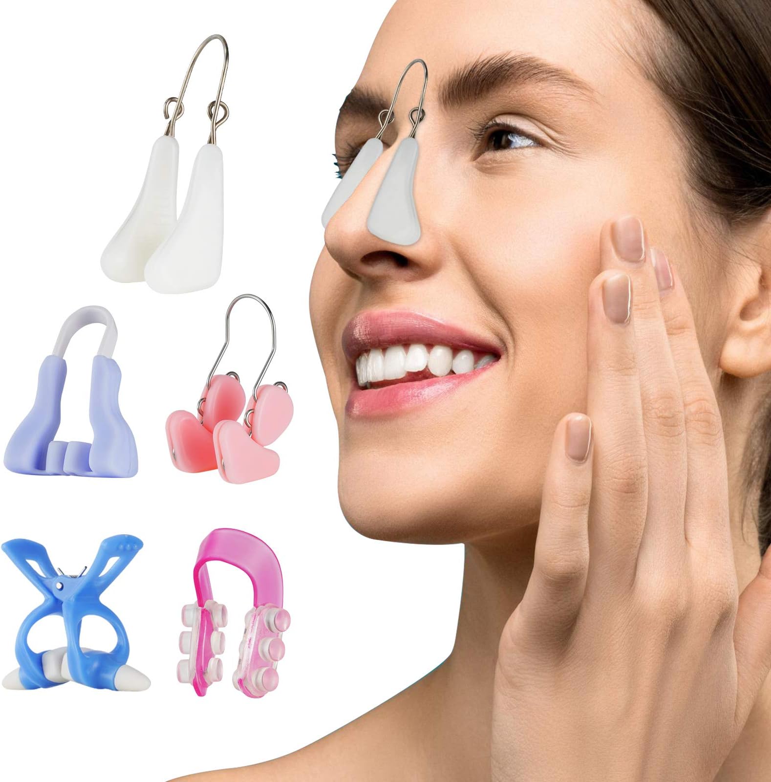 5 Pcs Nose Shaper Clip Up Lifting Pain-Free Bridge Straightener Corrector, Soft Safety Silicone Slimming Device for Women Men (Multi)
