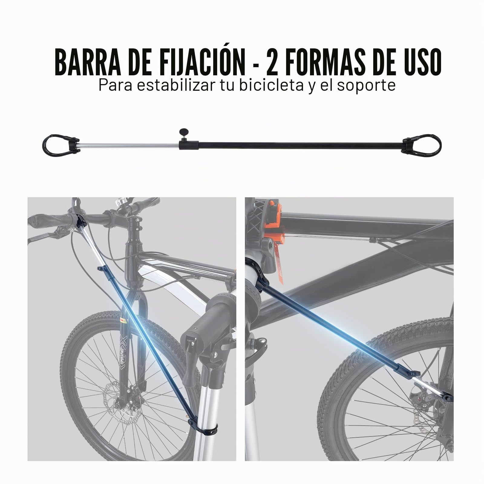VEVOR Soporte Plegable para Taller de Bicicletas Carga de 30 kg Soporte de Reparación de Bicicletas Ajustable en Altura, Abrazadera Giratoria de 360° con Soporte para Herramientas para Mantenimiento