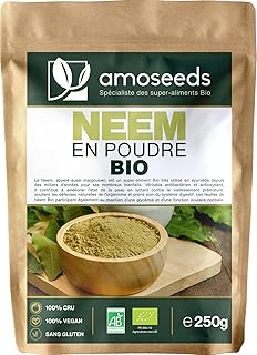 Neem en Poudre Bio 250G | Feuilles de Margousier | Peau, Cheveux, Digestion | Qualité Supérieure