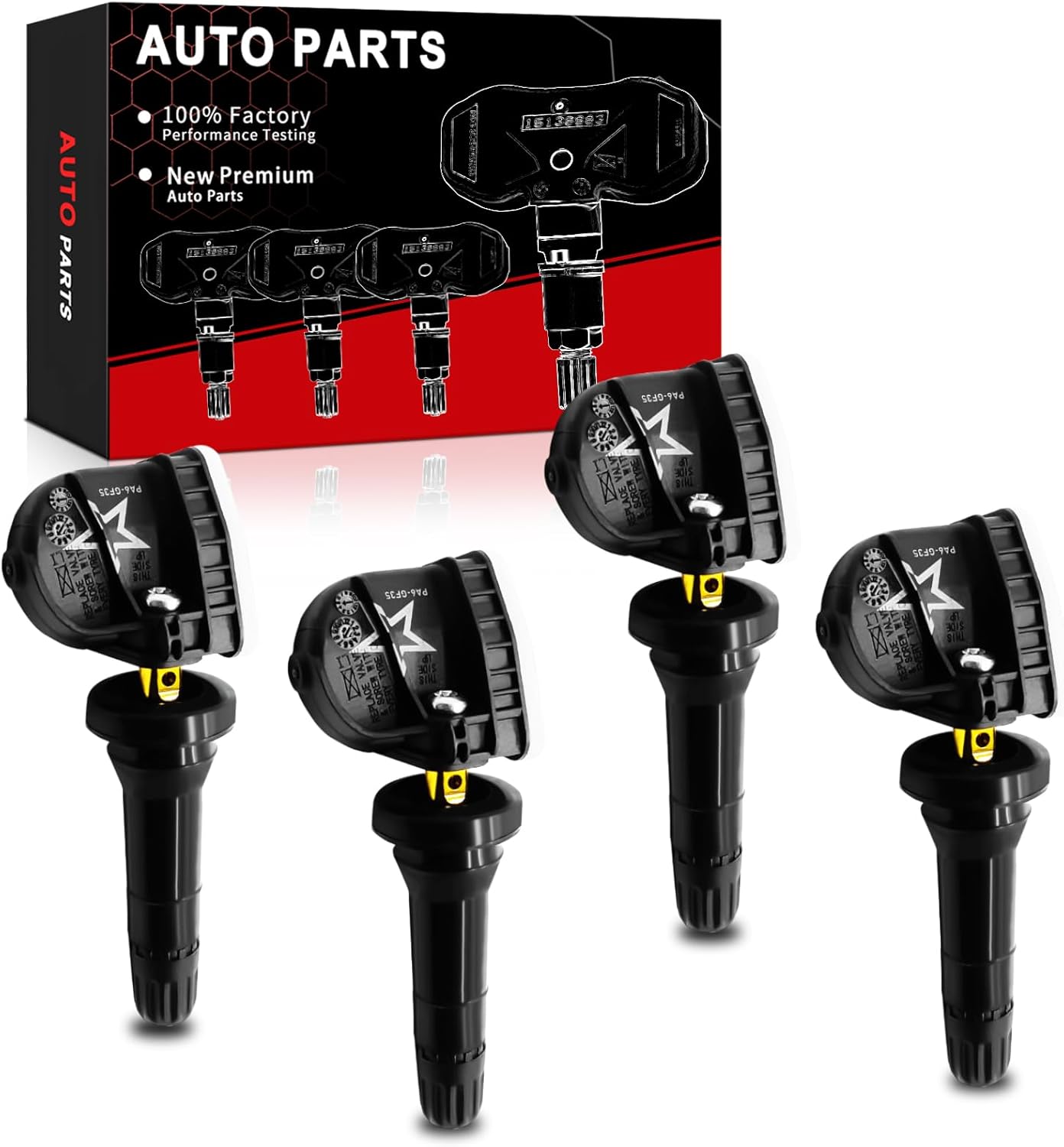 Pre-Programmed TPMS Sensor 315Mhz Fits for:-Chevy for:-GMC Canyon, for:-Buick Cascada for:-Saturn Aura, for:-Hummer H2, for:-Cadillac, for:-Pontiac Replacement 13598771 13586335 15825475(4Pcs)