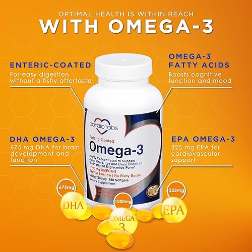 Miniatura 3 de Suplementos de aceite de pescado con recubrimiento entérico omega-3, forma de triglicéridos, 1100 mg de ácidos grasos omega-3 totales, sin lácteos y