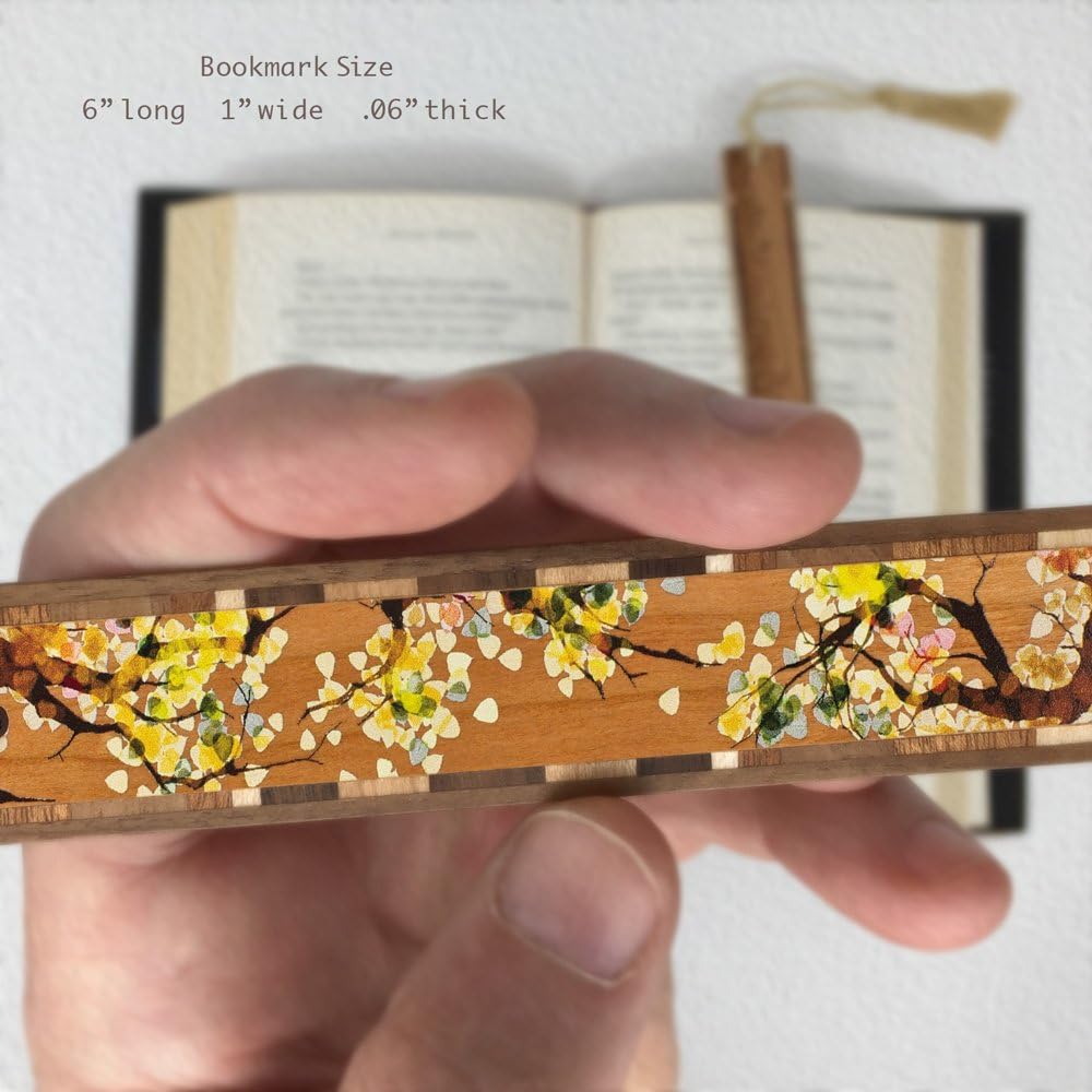 Personalized Tree Branch with Leaves (Cherry) - Wooden Bookmark - Made in USA - Also Available Without Personalization