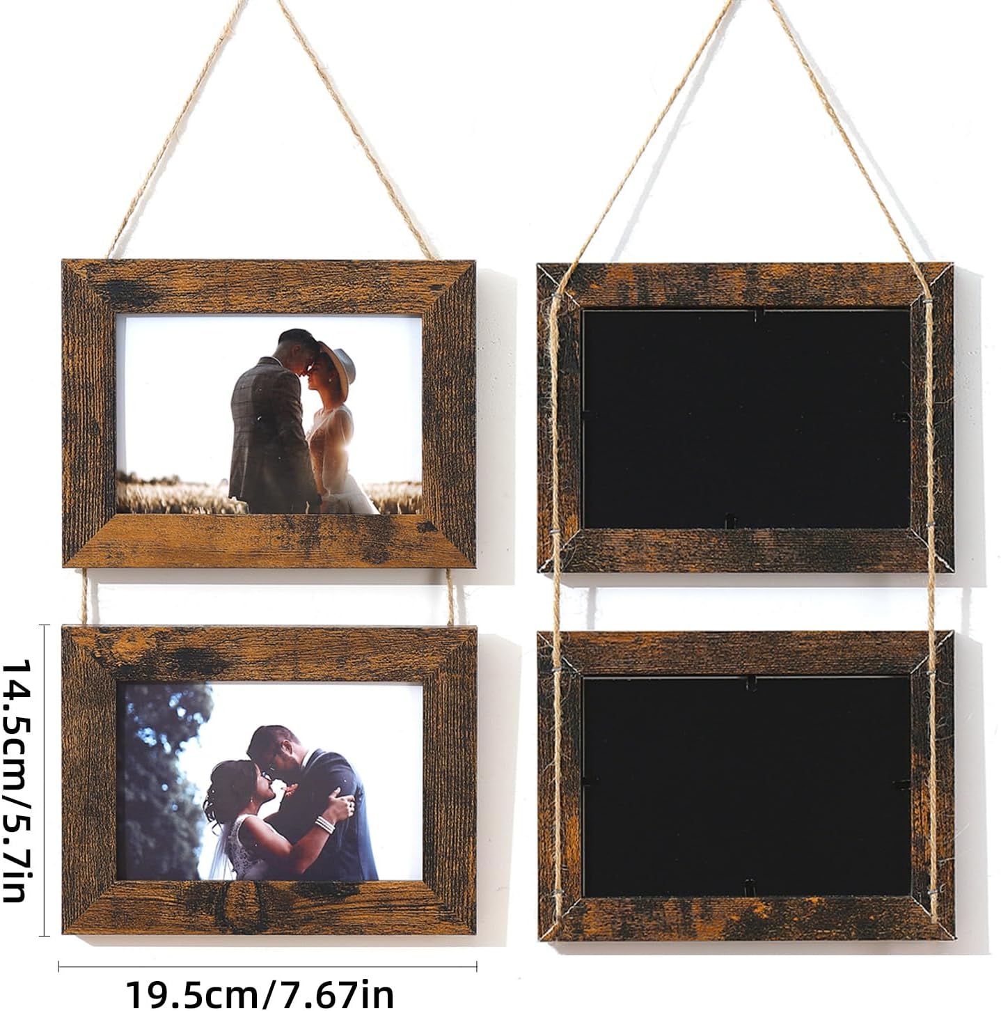 4x6 Wall Hanging Picture Frames,Brown 2 Opening Collage Photo Frames. - Image 2