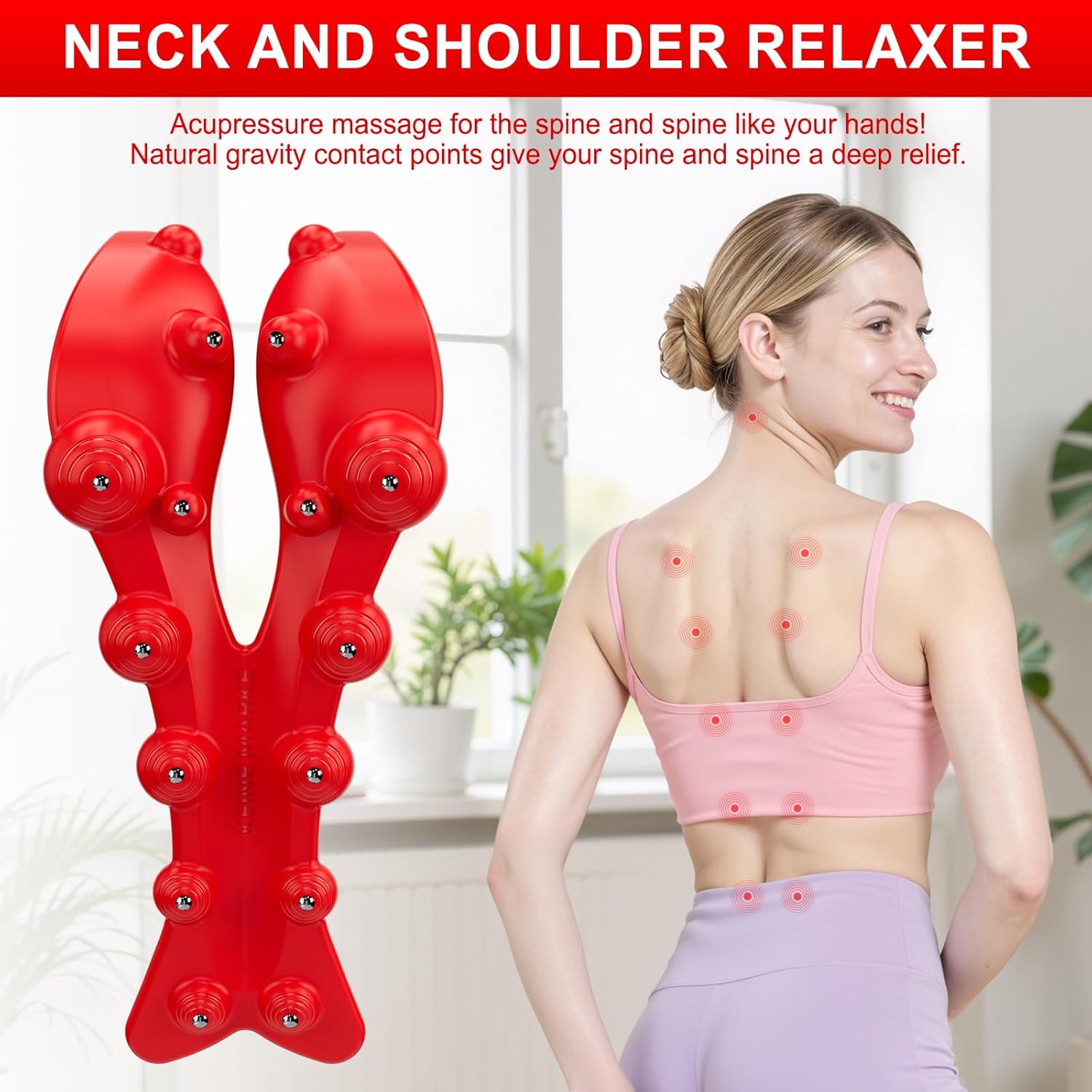 Trapezius Trigger Point Massager, Occipital Release Tool, Cervipoint Trigger Point Massager Silicone, Relieve Pain in The Diamond Shaped Muscles of The Neck and Upper Back (Cranberry) - Image 3