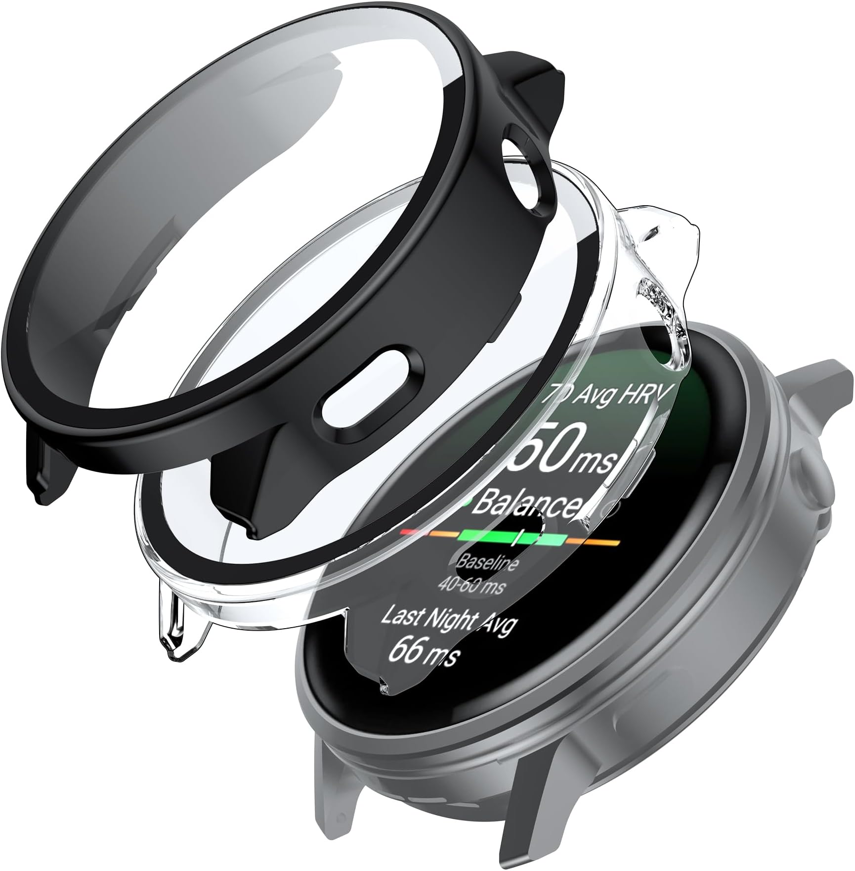 Effcotuo 2 Pieces Case Compatible with Garmin Venu 4 45MM with Screen Protector, TPU High Transparency Ultra Thin Hard Case Anti-Scratch Tempered Glass Screen Case for Garmin Venu 4 45MM