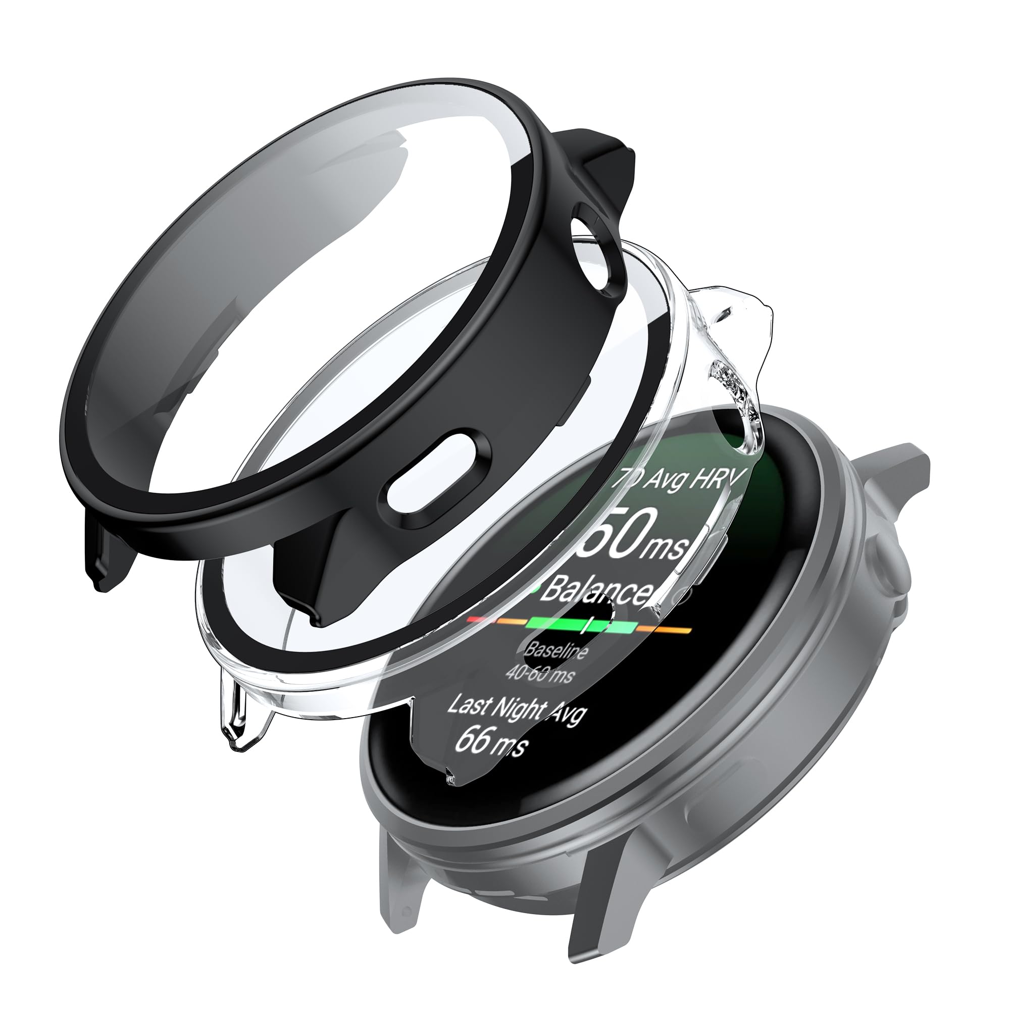 Effcotuo 2 Pieces Case Compatible with Garmin Venu 4 45MM with Screen Protector, TPU High Transparency Ultra Thin Hard Case Anti-Scratch Tempered Glass Screen Case for Garmin Venu 4 45MM