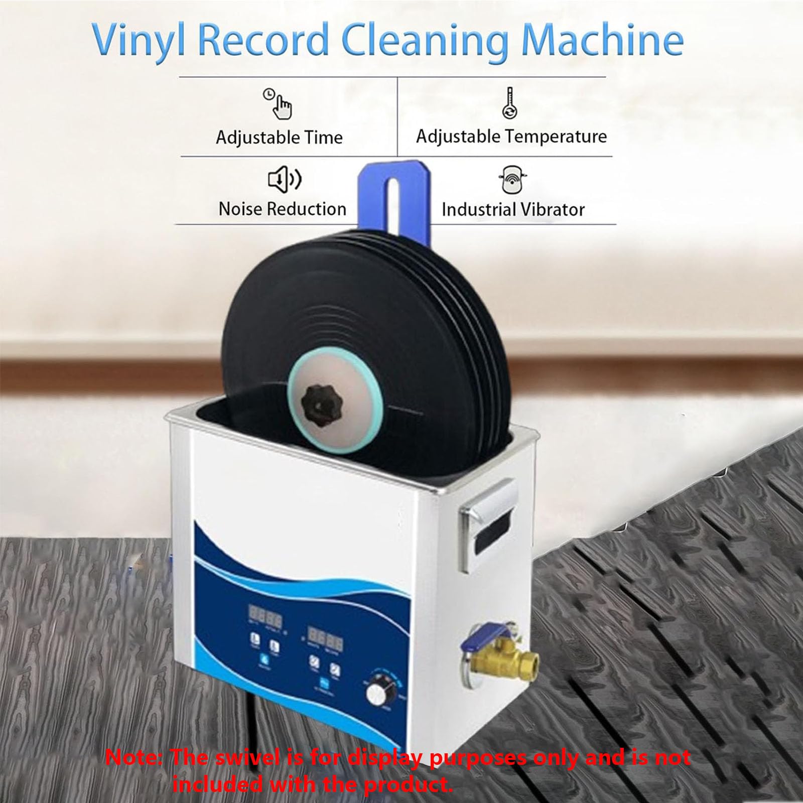 Pulitore ad ultrasuoni da 180 W con timer, macchina rotativa automatica per gioielli e dischi in vinile, dispositivo di pulizia professionale