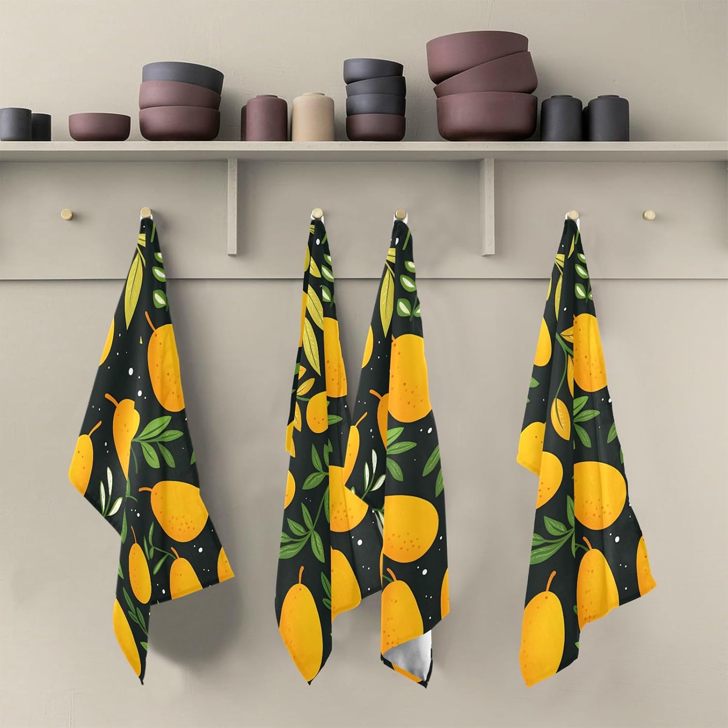 Bolaz Mangos Kitchen Towel, Dish Towels Quick Drying Tea Towels Absorbent Hand Towels for Kitchen Sink Dinner Table 28 x 18 Inches, Set of 4