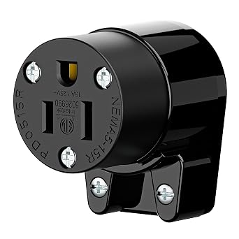 360 Rotatable NEMA 5-15R Rewireable Female Receptacle, ETL Listed 15A 125V Right Angle Cord End Socket, 3-Prong DIY Replacement AC Connector for 12/14/16AWG Power Cord, Black