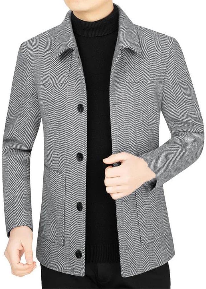 Men Suit Jacket Retro Solid Color Long Sleeve Blazers Turn Collar Single-Breasted Casual Man Outerwear