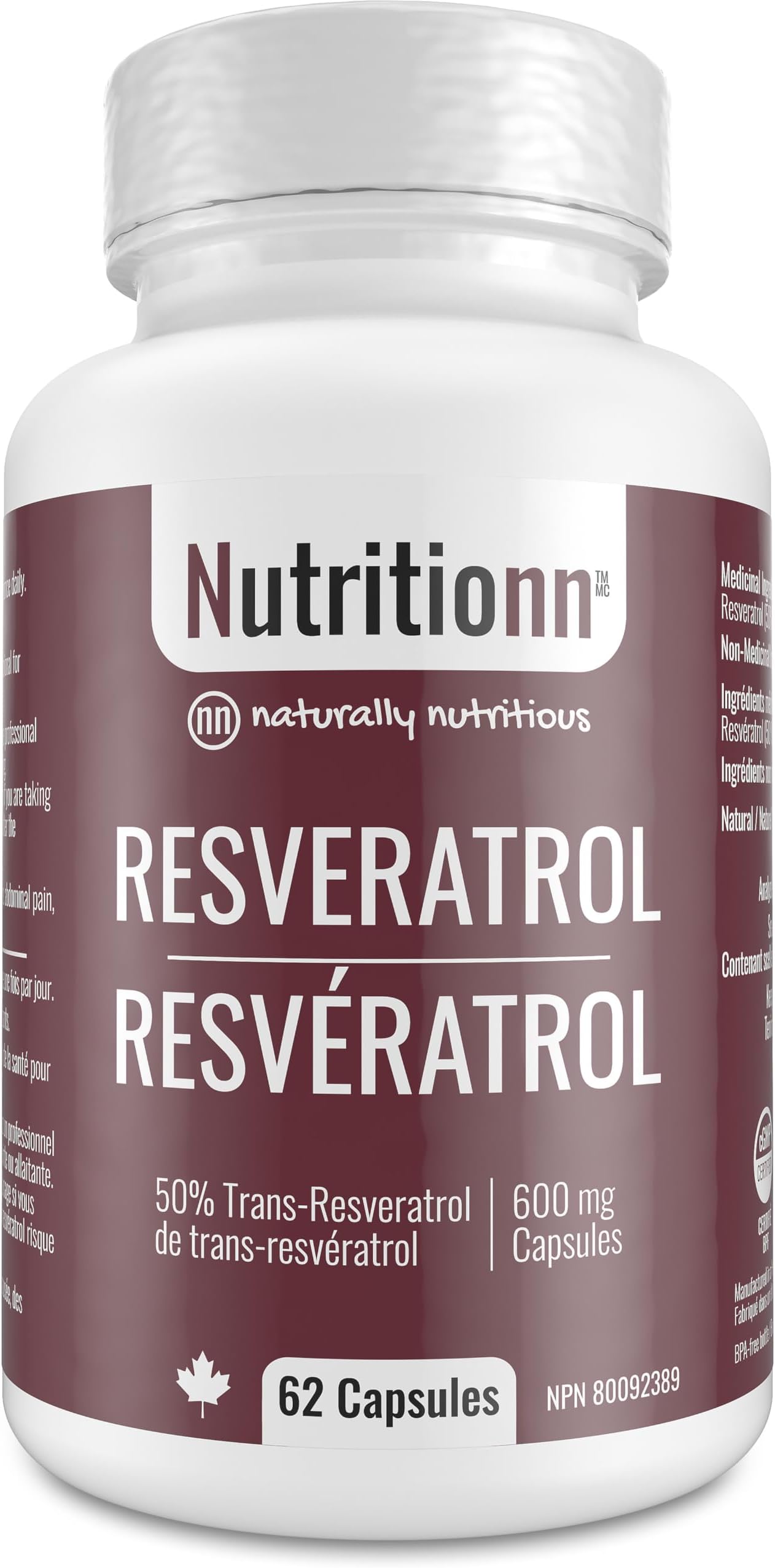 Nutritionn Resveratrol - Natural Trans-Resveratrol Capsules - Premium Health Supplement