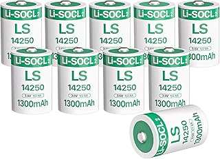 10 PCS 1300mAh LS14250 Batteries 1/2 AA 3.6 Volt Lithium Battery for Dogwatch R9 Leash Dog Collar, Memory Back-up, Real-Time Clocks, Utility Metering er14250 Battery (Non Rechargeable)
