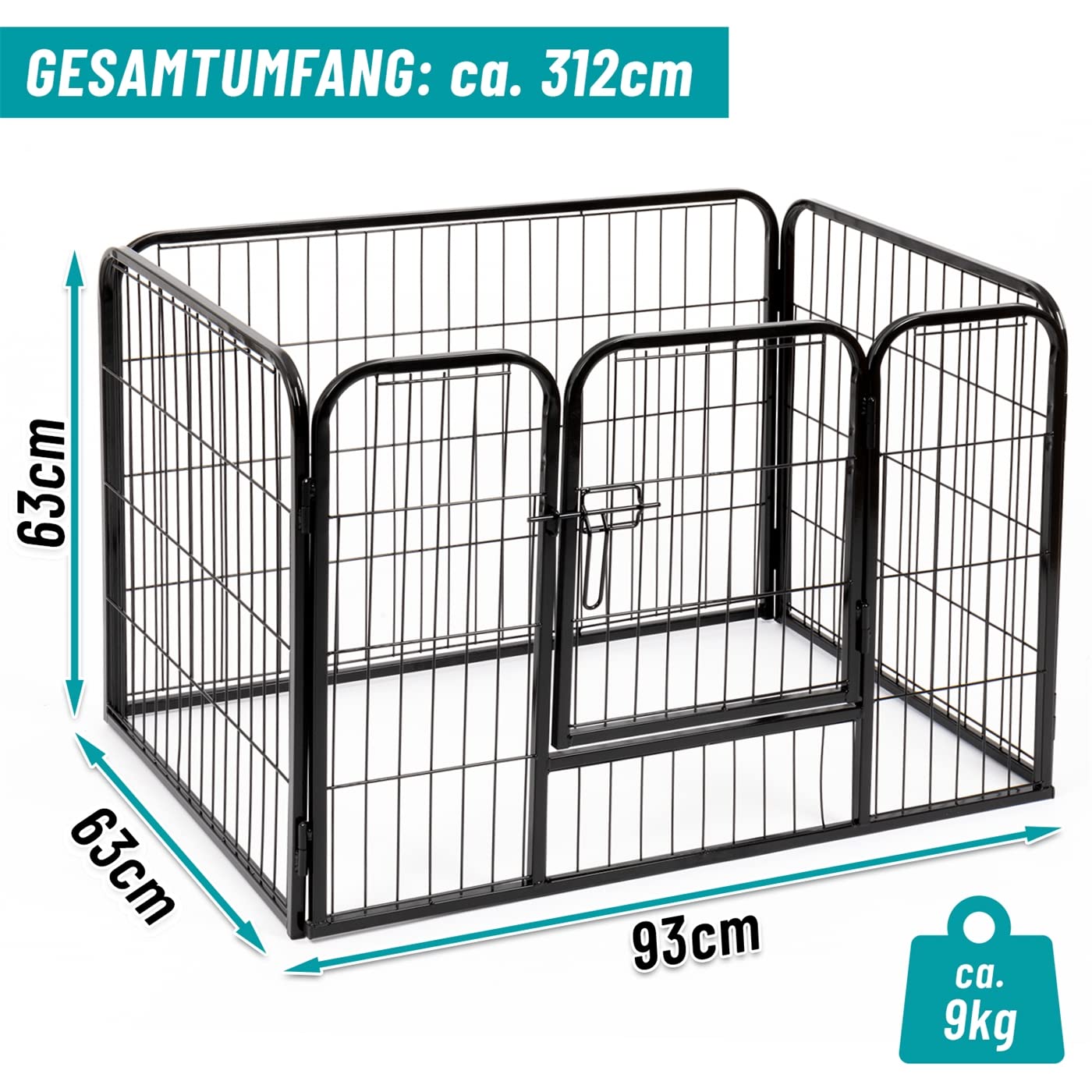VOSS.PET Welpenauslauf XL mit Bodenwanne, Welpengitter, Kleintier Freilaufgehege 93x63x63cm