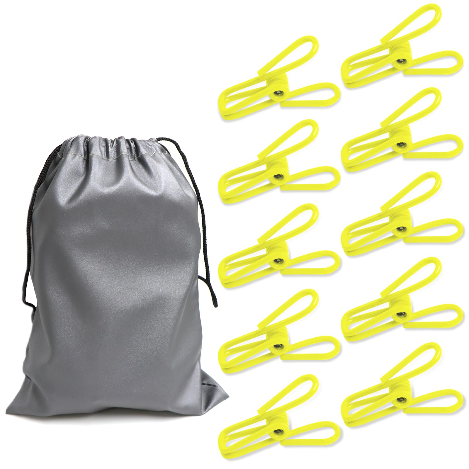 Chip Clips 60 Packs Utility 2 Inch - Metal Clip for Food Bag, PVC Coated Pins Heavy Duty with Waterproof Storage Bags, for Home Kitchen Camping Yellow