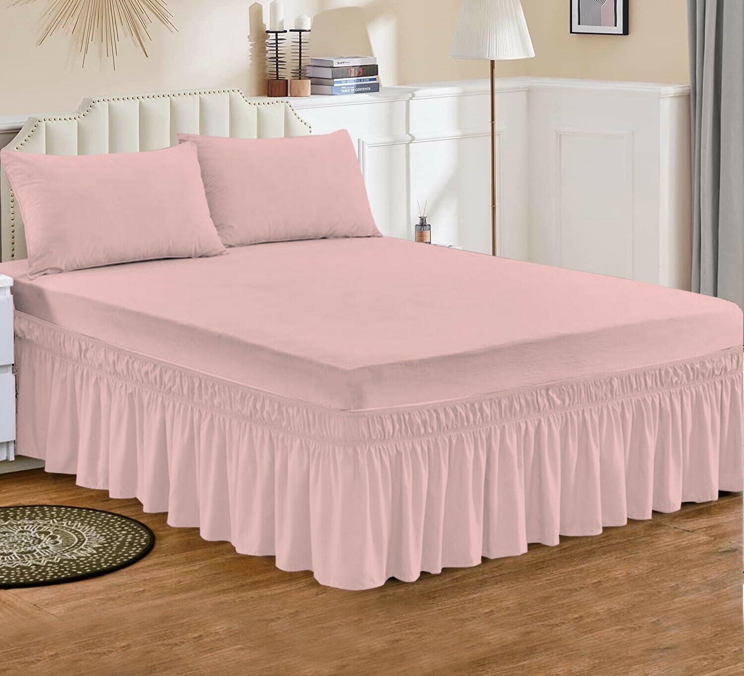 Deep Fitted Valance Sheet Polycotton Top Notch Quality Easy Care Soft & Durable Fitted Sheet with 36cm Deep Frill Single/Double/King/Super King (Pink, King)