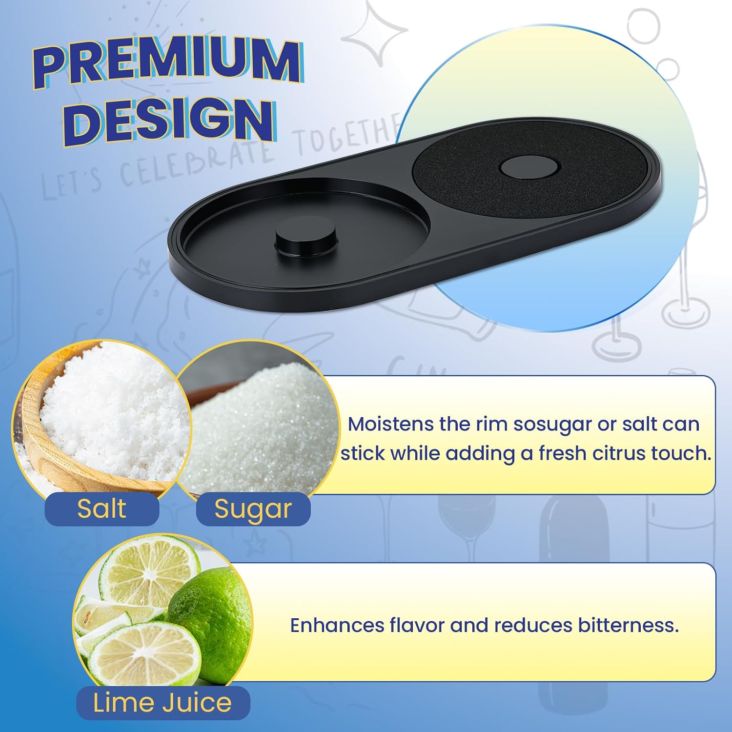 NATGAI Margarita Salt Rimmer Set, 2-in-1 Glass Rimmer with Sponge