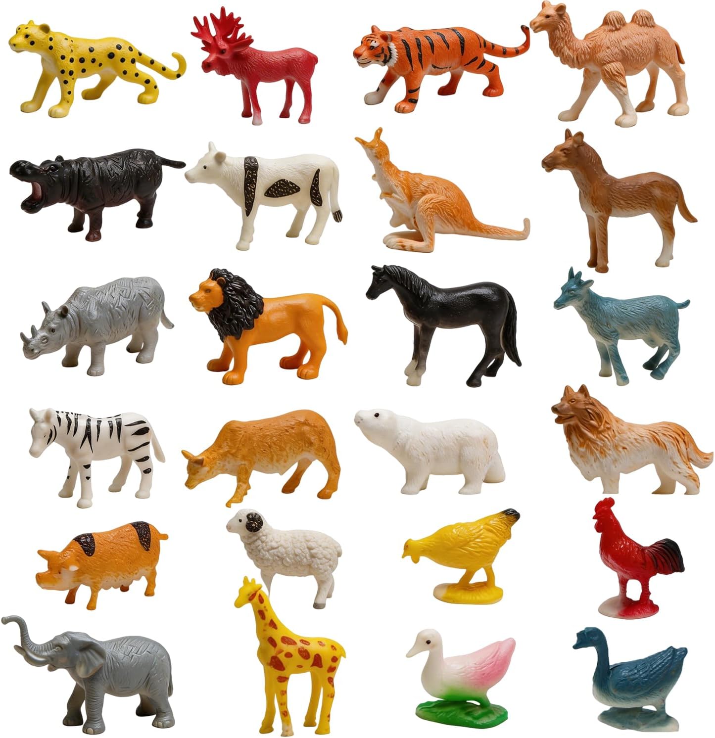CUTE STONE 24 PCS Animals Figures Toys, Realistic Wild Zoo Animal Figurines, Animal Learning Toys for Kids Toddlers Boys