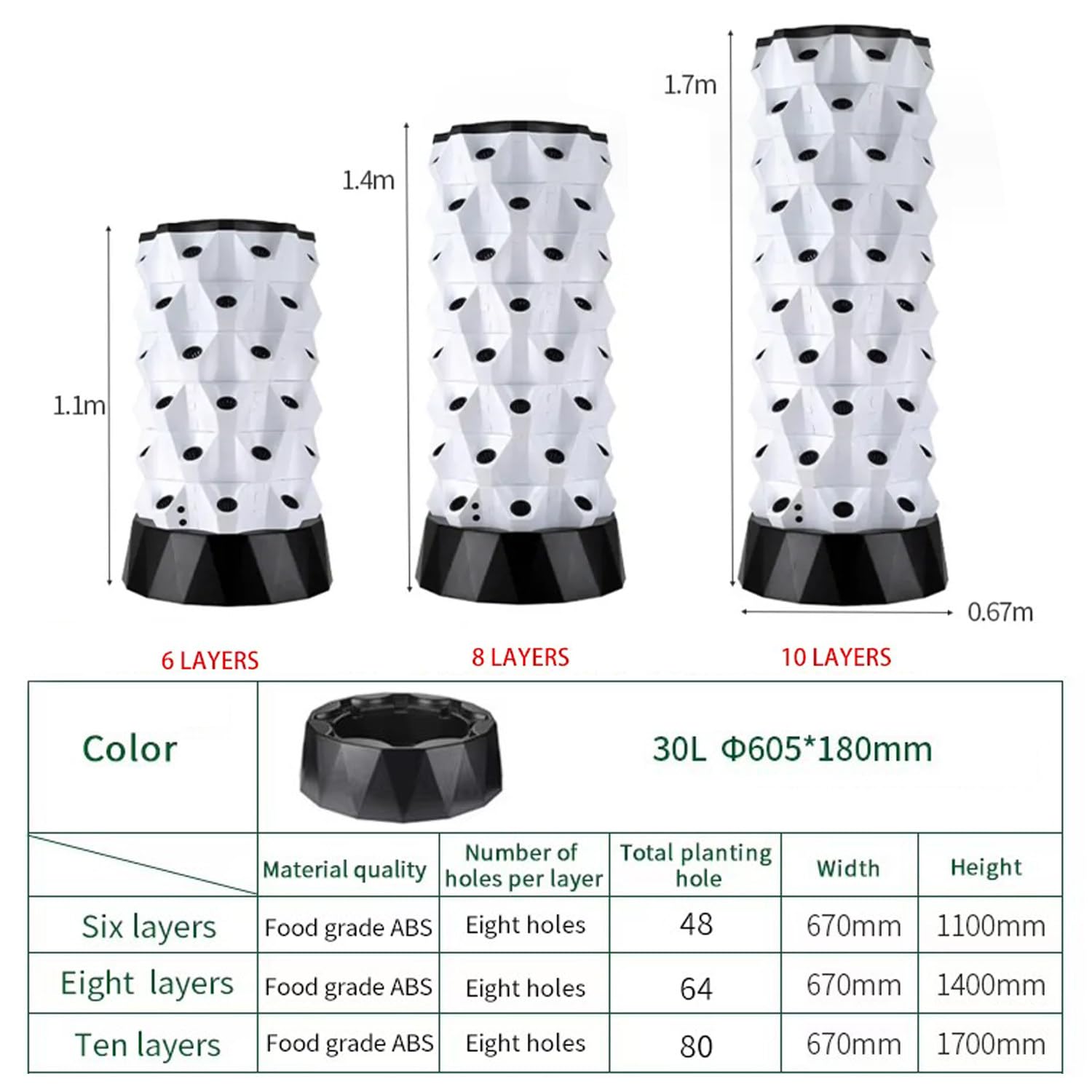 Sistema de cultivo hidropónico, kit de jardinería vertical para interiores con bomba y tanque de agua para verduras y frutas de hoja - Opciones de 6/8/10 capas disponibles