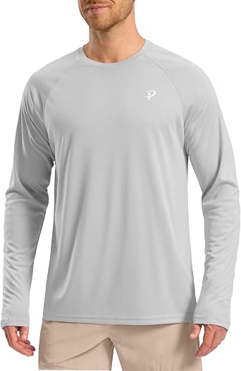 Pudolla Mens Sun Protection Shirts UV SPF UPF 50+ Rash Guard Long Sleeve Lightweight Quick Dry Brethable Swimming Fishing
