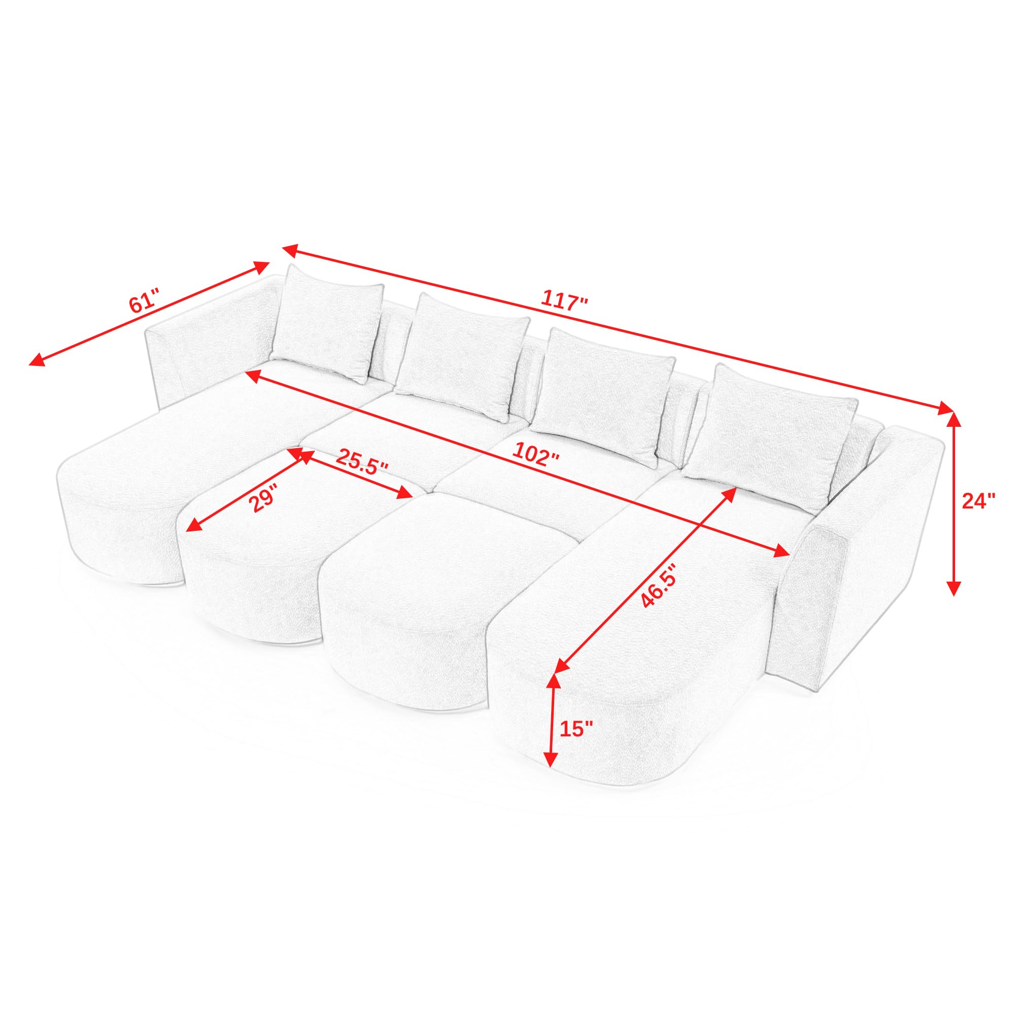 Amazon.com: ZXOXZ Sofá modular en forma de U con dos sillones y