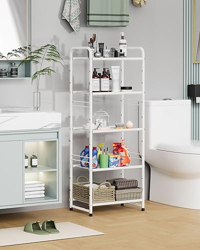 Miniatura 7 de GEORIS Estante de almacenamiento de 5 niveles con estante de alambre resistente, estante de almacenamiento, soporte apilable extensible para