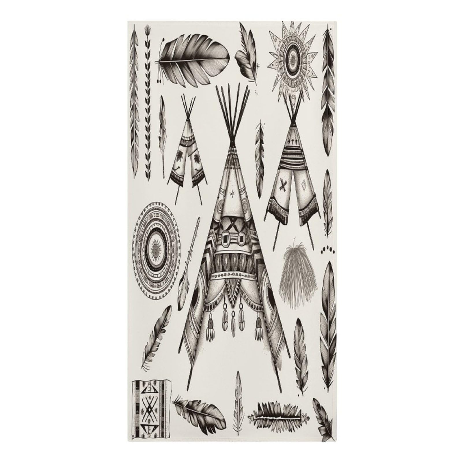 VstaDank Feather Head Band Teepee Tent Beach Towel Vacation Essentials Sand Free Soft Quick Dry Swim Towels 61"x30" Modern Extra Large Towels Lightweight Microfiber Beach Towel for Swimming Pool