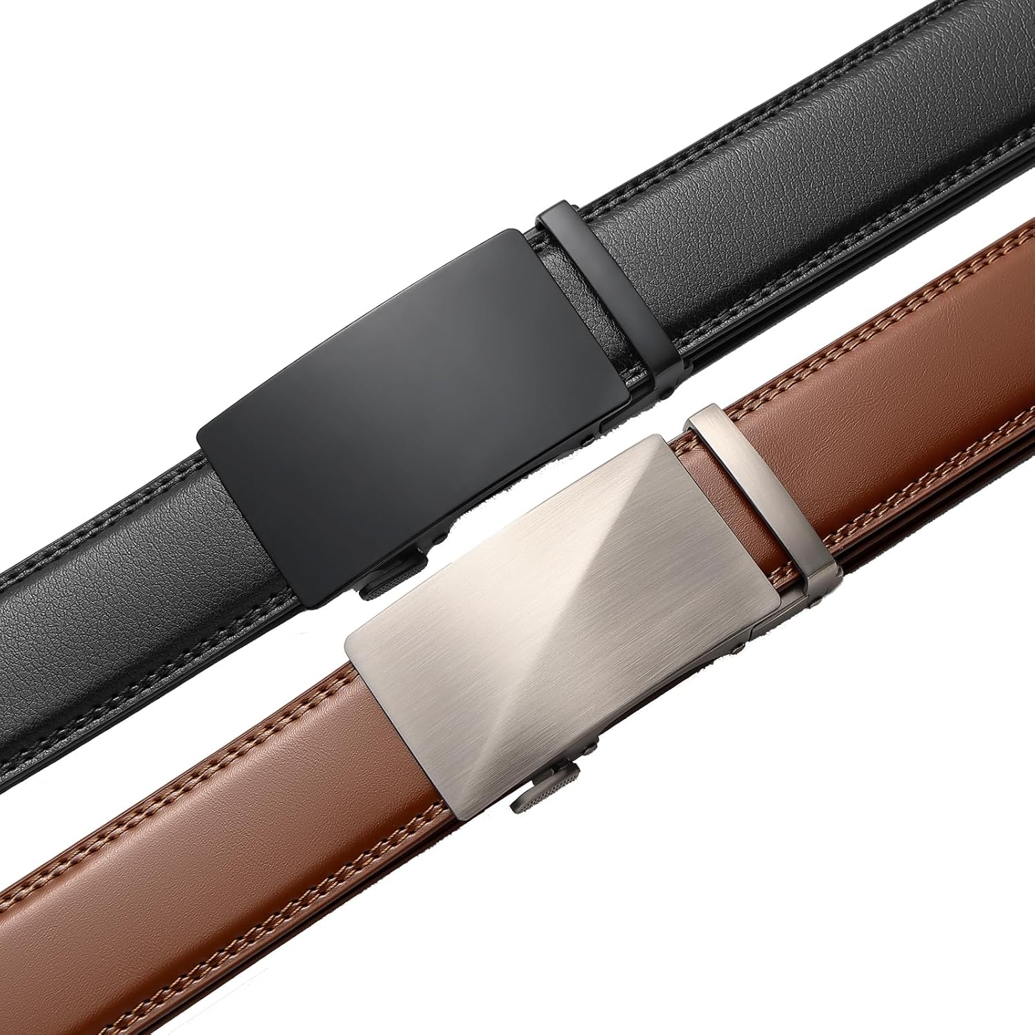 Founders & C Mens Belt 2 Pack,Leather Ratchet Click Belt Dress with Slide Buckle 1 3/8" in Gift Set Box- Size Adjustable - Image 5