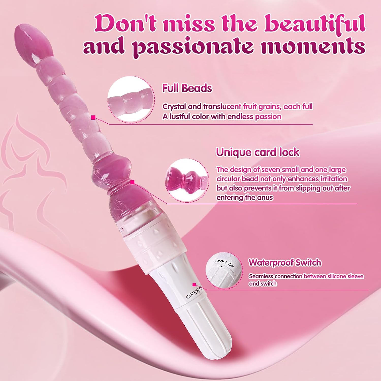 Electric Vestibular Vibration Pull Bead Anal Pull Bead Flirting Vibrator Sex Toy for Women for Couple Pink