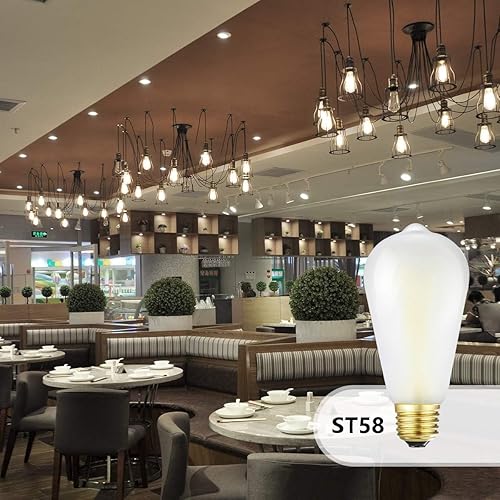 Miniatura 9 de Bombillas LED Edison E26, equivalente a 6 W, 600 lúmenes, AC120 V, blanco suave 3000 K, ST58 bombillas de filamento LED antiguas regulables con 90+