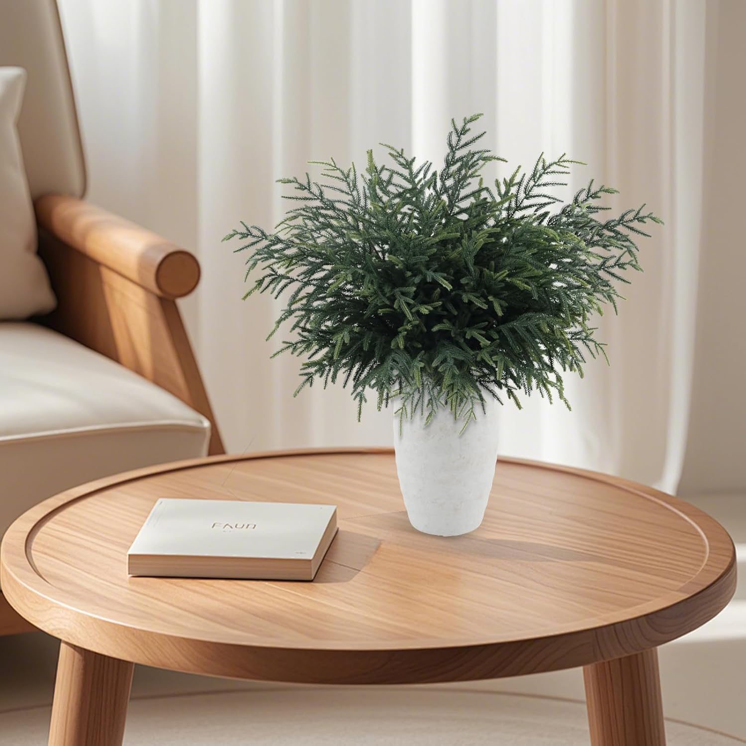 36 Inch Real Touch Norfolk Pine Branches, 4 Pcs Artificial Faux Cedar Pine Greenery Stems for DIY Christmas Wreath Garland Vase Filler Home Garden Indoor Outdoor Holiday Party Decorations - Image 3