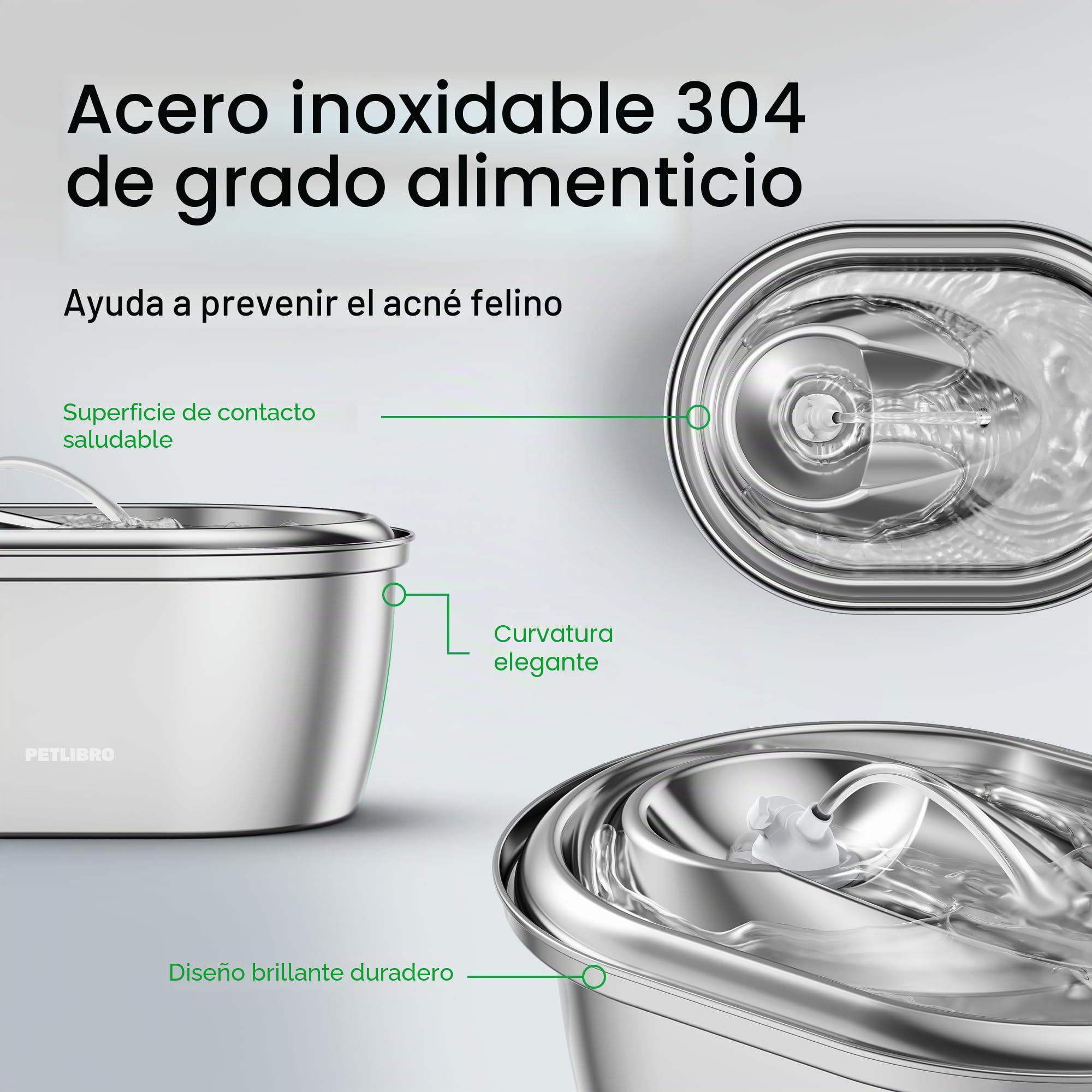 PETLIBRO Fuente de Agua de Acero Inoxidable para Gatos y Perros Interior, Dispensador Automático de Grado Alimenticio con 4 Filtros