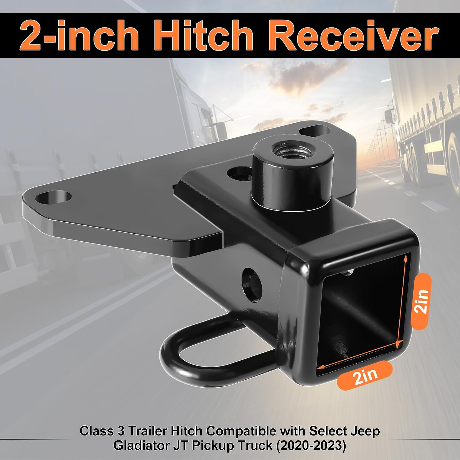 13434 Class 3 Trailer Hitch Receiver 2 inch Receiver for Jeep Gladiator Jt Pickup Truck(2020-2024)Compatible Tow Hook, Cargo Rack, Bike Rack, Ball Rack, Tow Hook (Black, Including Accessories)