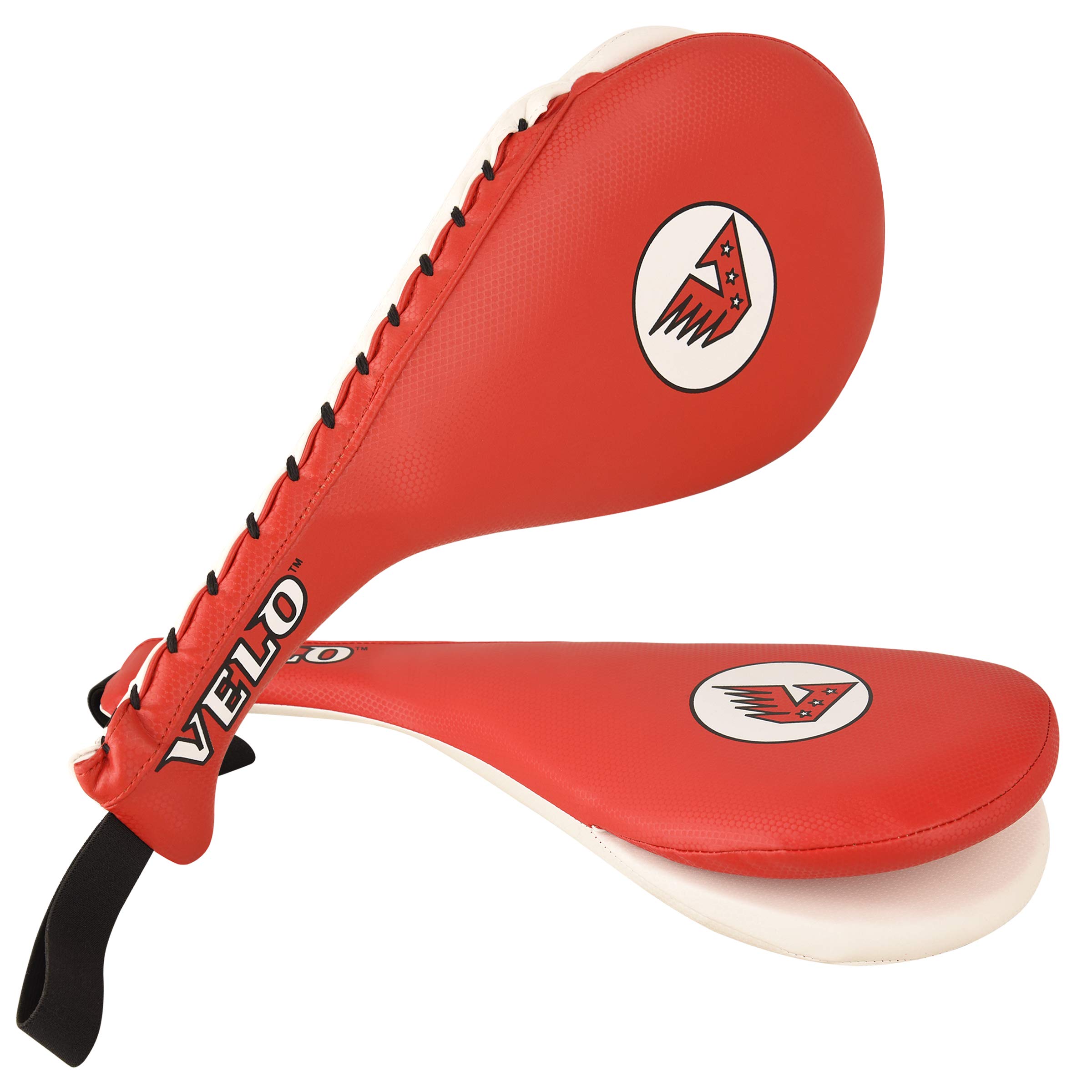 VELO Taekwondo Pad Racket Training Target Boxing Karate Hand Kick Punching Kickboxing Paddle Focus Strike (Sold AS Single Item) (Red White, Single)
