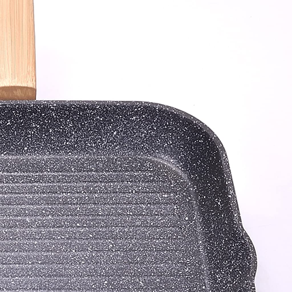 Alluflon Etnea Edición Madera Sartén Plancha de Aluminio con Revestimiento Antiadherente y Antirayaduras, Mango Efecto Madera, Apta para el Lavavajillas, Medidas 28x28 cm