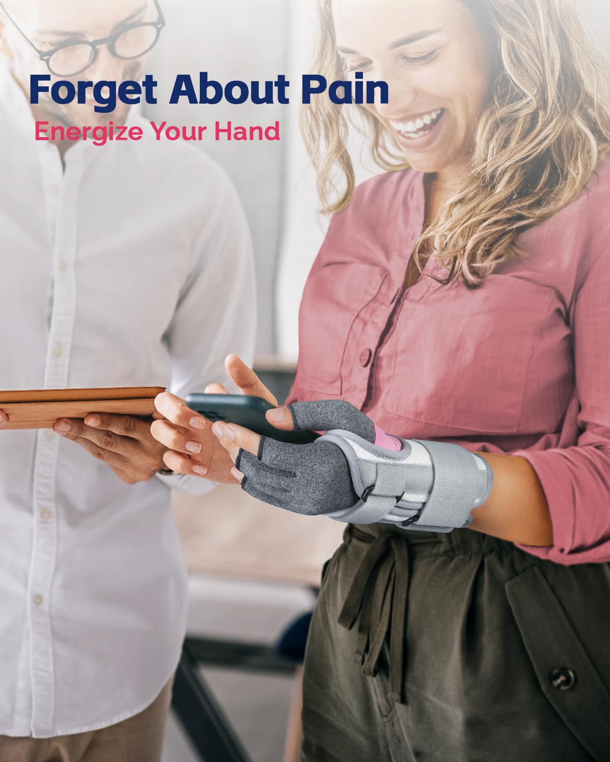 FEATOL Juego de muñequera para túnel carpiano y guantes de compresión para artritis para mujer, muñequera corta, soporte diurno, alivio del dolor para el trabajo, mecanografía, tendinitis, esguinces,